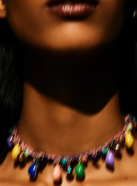 za彩色串珠项链碎石波西米亚