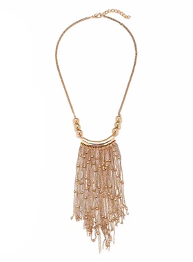 欧美风时尚金属瀑布流苏项链女个性夸张长款流苏锁骨链新款百搭