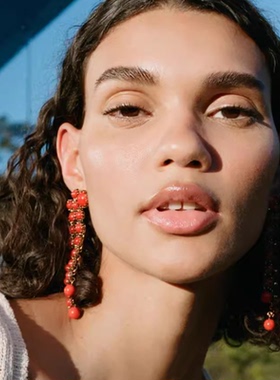 红色宝石镶嵌双层叠戴锁骨链