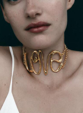 love镂空锁骨链女欧美项链