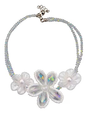 法式复古水晶串珠花朵项链潮流个性百搭颈链时尚轻奢高级感项饰