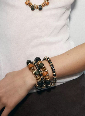 木头项链及手镯套装饰品
