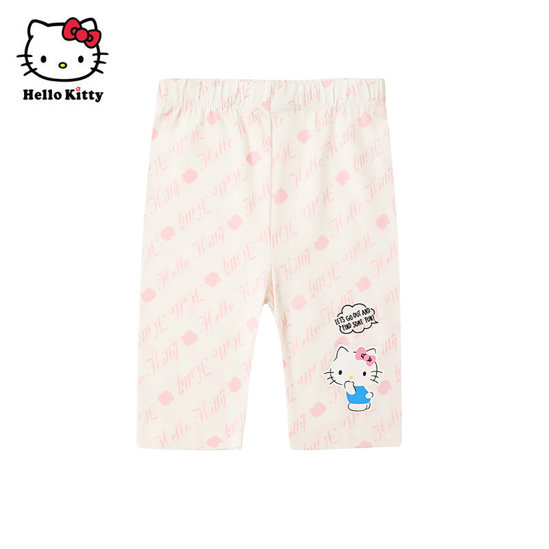 Hello Kitty童装女童夏季棉七分裤打底裤薄款休闲裤子-图0