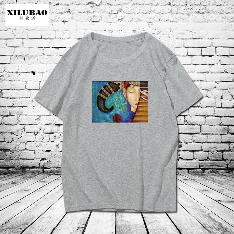 民族风情侣短袖服装蒙古女孩t恤衫 喜鹿堡T恤