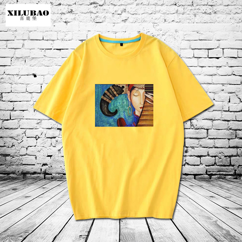 民族风情侣短袖服装蒙古女孩t恤衫 喜鹿堡T恤