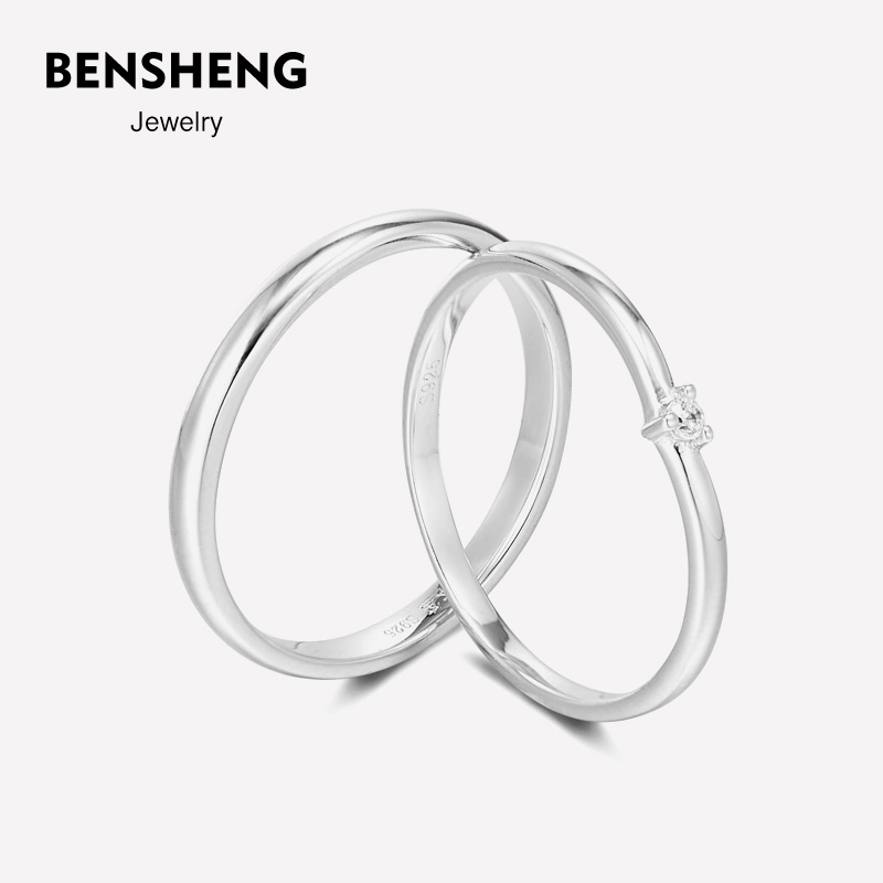 纯银素圈结婚情侣款对戒指男女小众刻字简约 本笙挚爱 BENSHENG 925 纯银素圈结婚情侣款对戒指男女小众刻字简约 本笙挚爱 BENSHENG 925