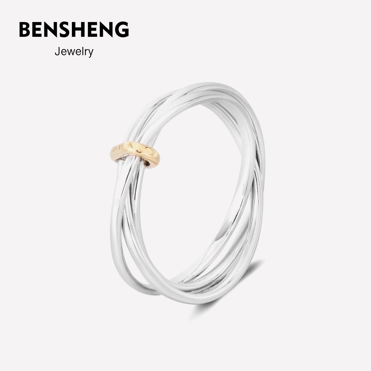 bensheng相伴纯银9k黄金结婚对戒指 本笙戒指/指环