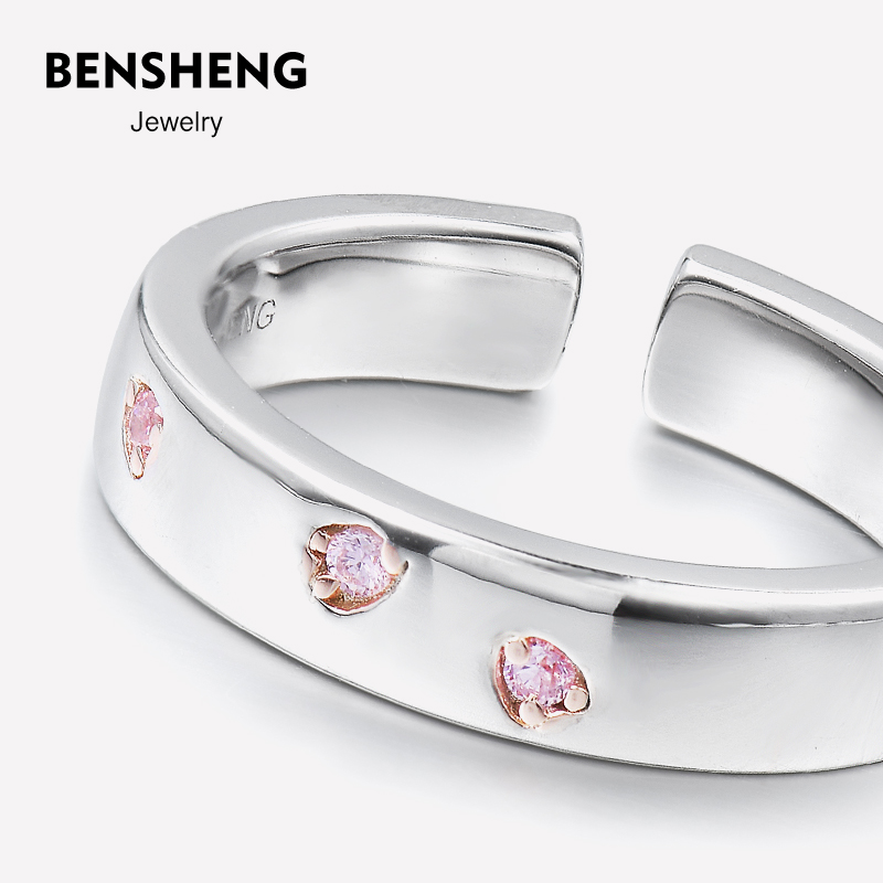 bensheng樱花纯银结婚情侣款对戒指 本笙戒指/指环