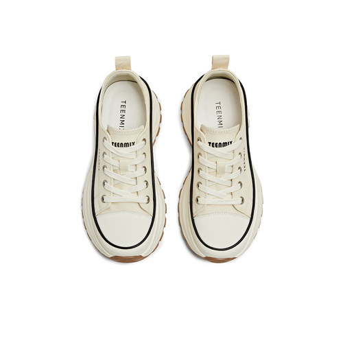 天美意夏季新款潮流运动系带厚底增高休闲百搭女板鞋KJ008BM5 - 图1