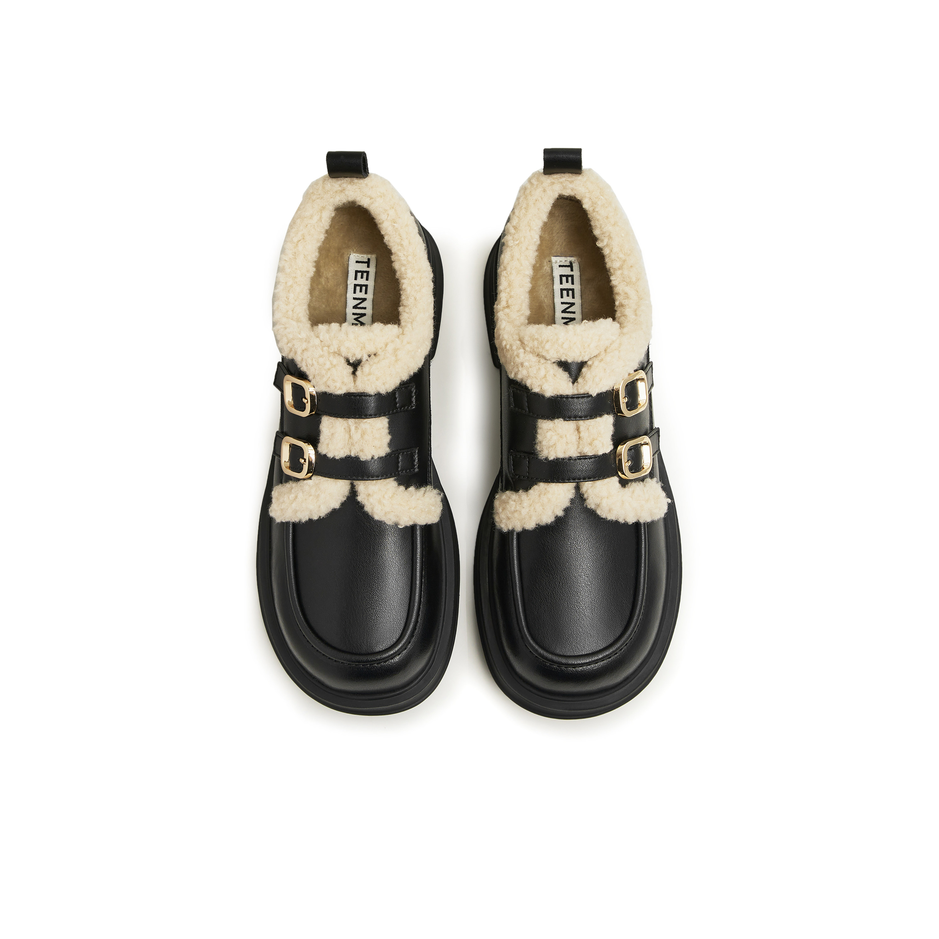 天美意春新款商场同款保暖英伦风皮鞋毛毛鞋女单鞋BI071AM4,淘宝优惠券,粉丝福利购,淘宝优惠卷