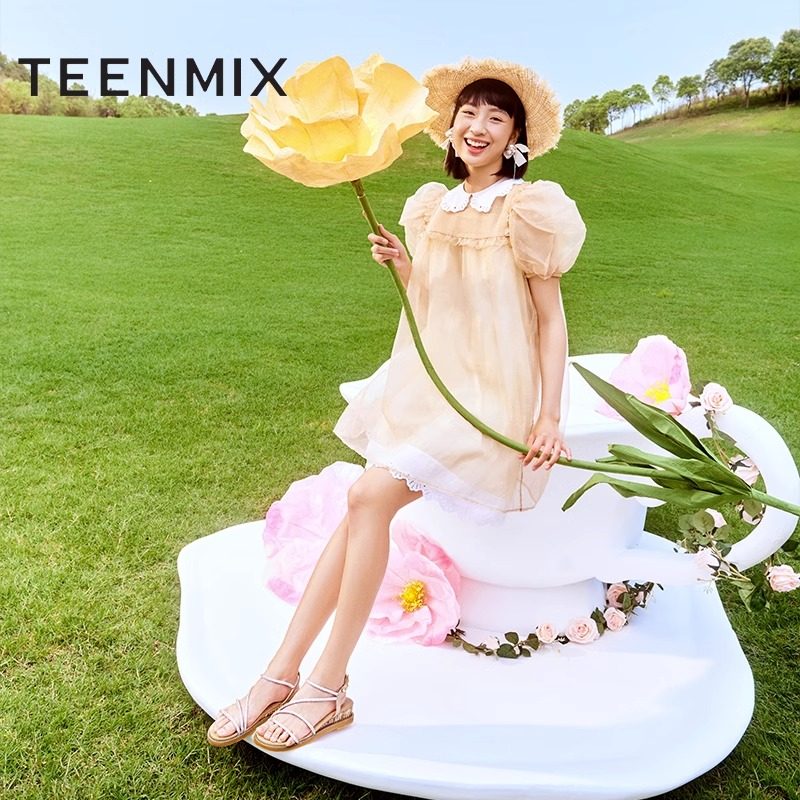 天美意闪钻条带坡跟凉鞋沙滩鞋女露趾时装凉鞋夏新款CTI16BL3,淘宝优惠券,粉丝福利购,淘宝优惠卷