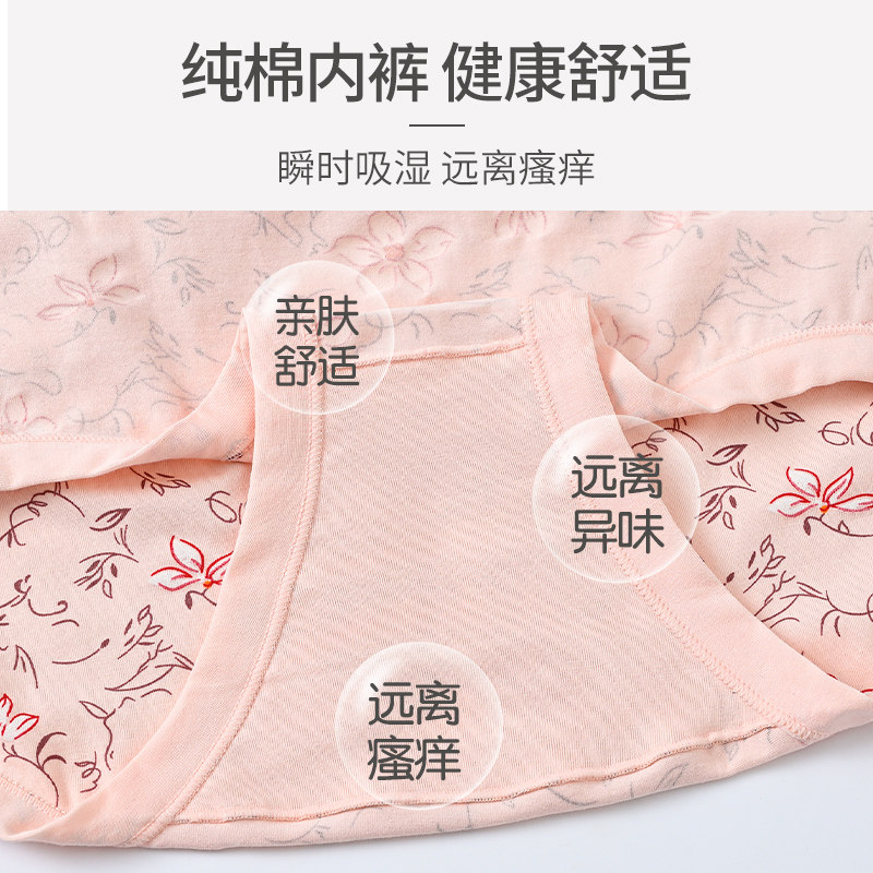 妈妈纯棉中老年人高腰宽松款头内裤 暖扬扬女三角裤