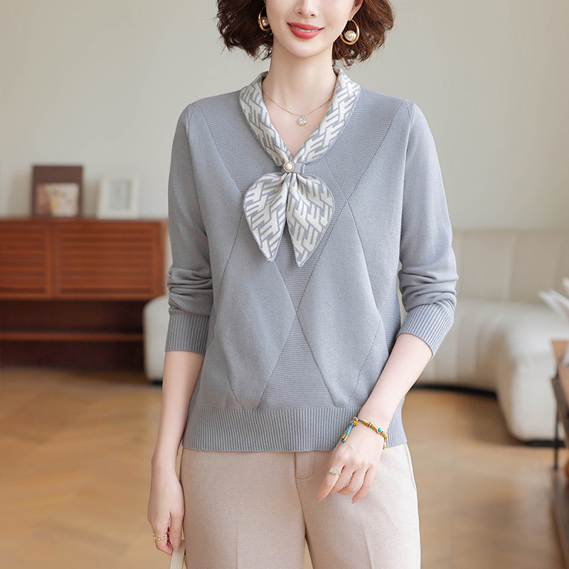 洋气妈妈装高贵针织衫2025秋季新款毛衣打底衫中老年女装长袖上衣,淘宝优惠券,粉丝福利购,淘宝优惠卷