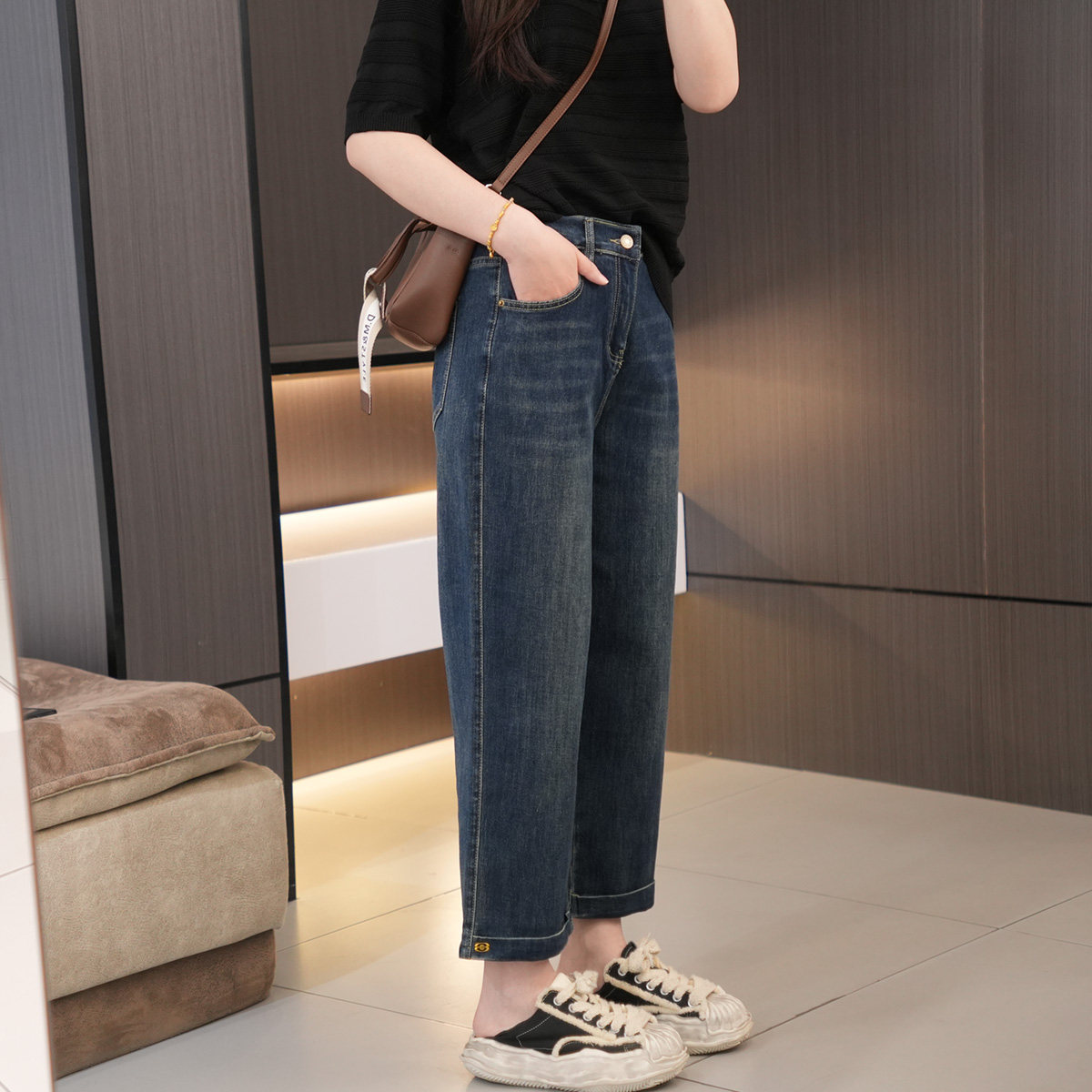 夏季新款小众卷边装饰大码烟管裤 115-200斤高弹力显高显瘦九分裤,淘宝优惠券,粉丝福利购,淘宝优惠卷