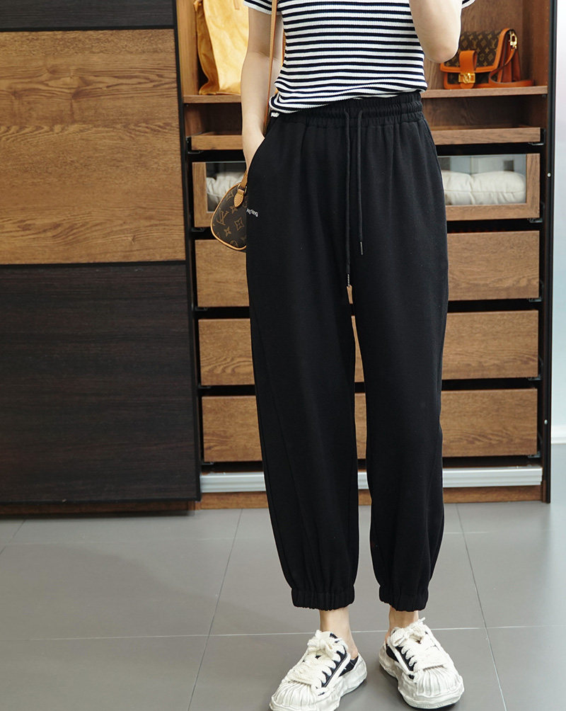 加肥加大春夏休闲运动抽绳松紧腰哈伦裤胖mm宽松束脚九分裤薄款女,淘宝优惠券,粉丝福利购,淘宝优惠卷