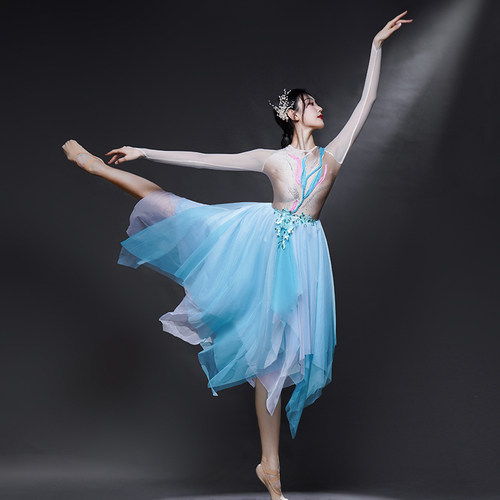 艺考中国舞舞蹈服古典舞飘逸演出服练功服古典舞服装仙气伴舞中裙 - 图2