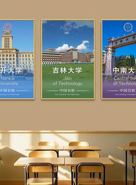中国大学挂图985名校211贴纸墙面氛围布置装饰画教室背景励志海报