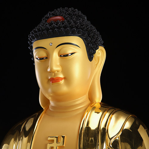 铜雕鎏金西方三圣佛像观音菩萨家用坐莲观音佛像阿弥陀佛坐像摆件 - 图3