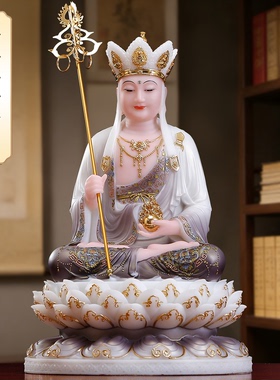 石雕地藏王菩萨像娑婆三圣汉白玉