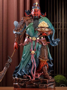 纯铜贴金关公神像武财神招财摆件