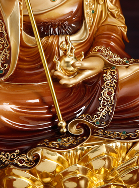 台湾纯铜太古彩地藏王菩萨像摆件