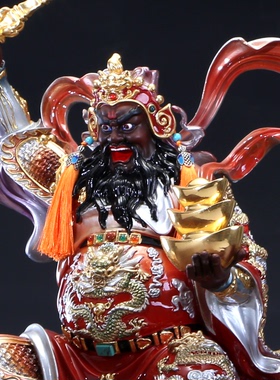 彩绘赵公明五路财神佛像客厅纯铜