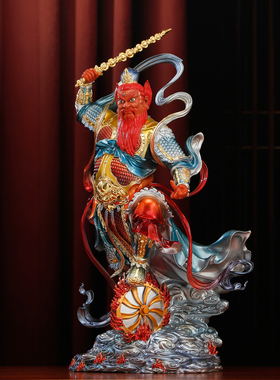 纯铜珐琅彩王灵官神像火神像摆件