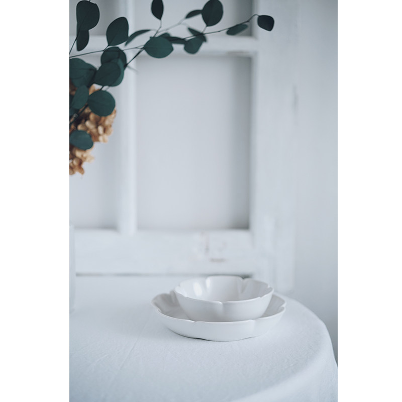 花 哑光感陶瓷深盘 饭碗 益子烧风格日式花型盘碗小而美 Fineliving原美好同学会 淘优券