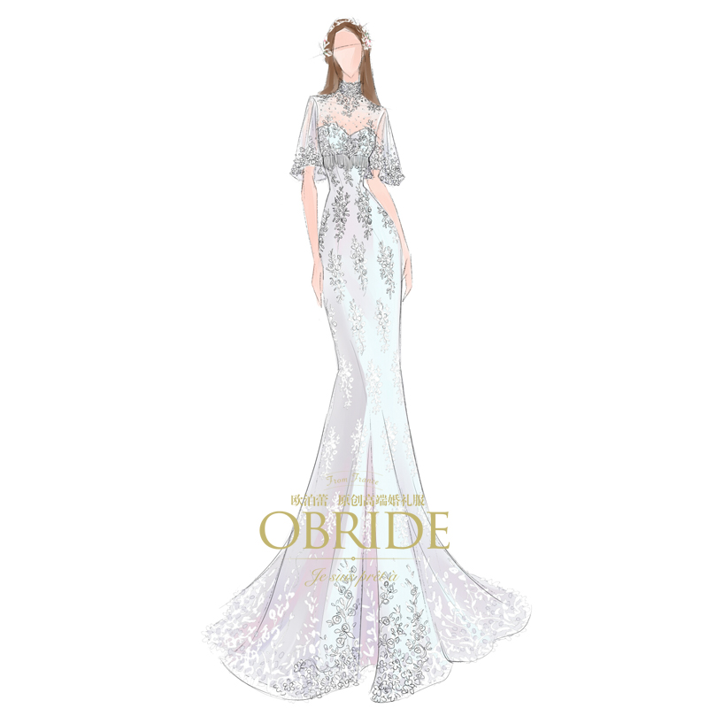 obride【曼丽】原创超仙显瘦鱼尾婚纱 obride婚纱