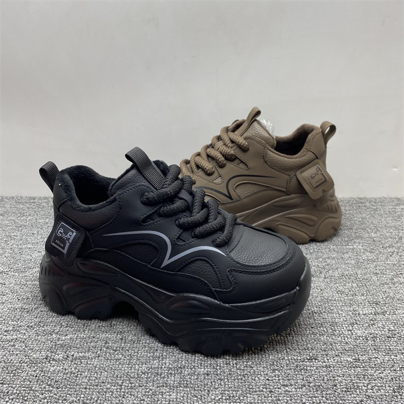 专柜处理2024冬季新款真皮加绒老爹鞋女百搭厚底增高轻便休闲女鞋,淘宝优惠券,粉丝福利购,淘宝优惠卷