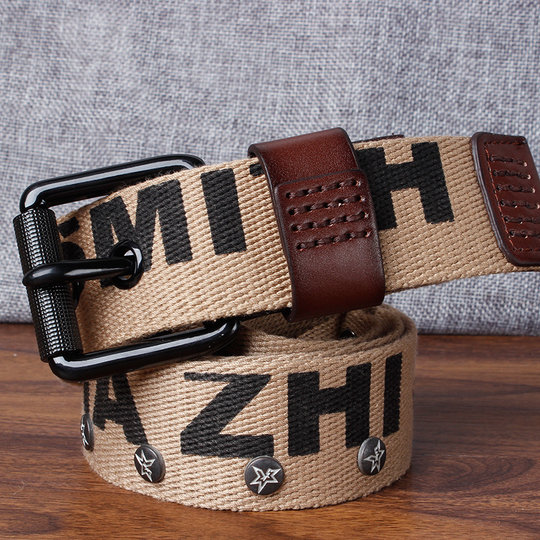 针扣帆布腰带男女通用学生百搭休闲皮带潮款韩版年轻人牛仔布裤带