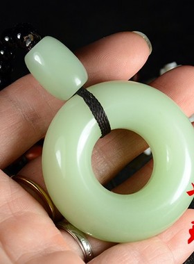 和田玉平安扣把玩件扣面包圈