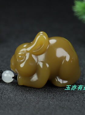和田玉生肖兔挂件糖玉前途无量兔子把玩件新疆玉立体玉兔玉佩把件