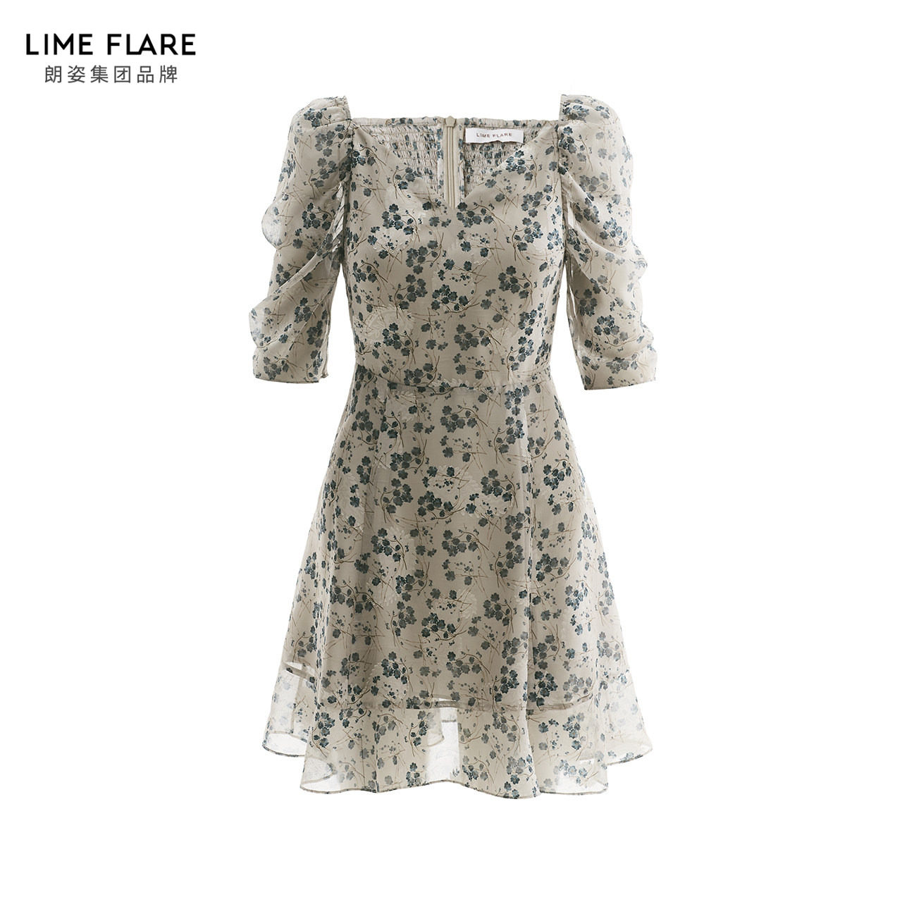 莱茵福莱尔收腰中袖连衣裙垂感提花雪纺裙初秋v领碎花裙,淘宝优惠券,粉丝福利购,淘宝优惠卷