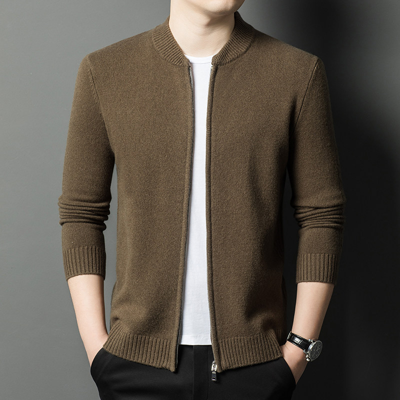 恒源祥高端羊毛衫男款秋冬保暖针织拉链开衫羊毛夹克衣服男士毛衣