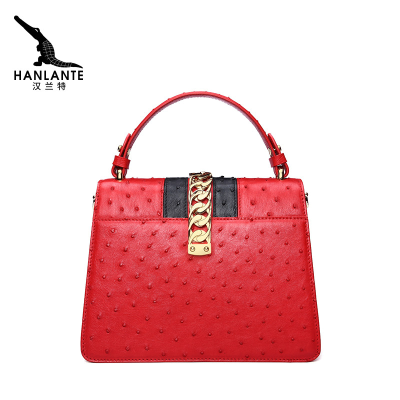 汉兰特女手提真皮正品鸵鸟皮包包 汉兰特女士包袋