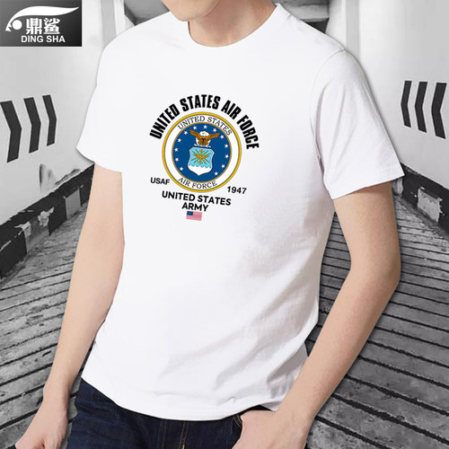 美国USA海陆空军ARMY武装NAVY军迷训练短袖t恤衫男女纯棉半袖衣服 - 图0
