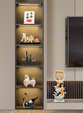 轻奢双鱼戏珠流沙画客厅摆件