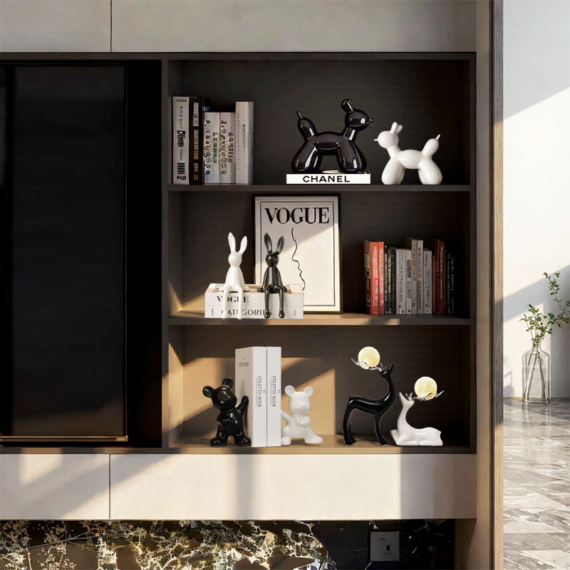 现代轻奢黑白坐姿兔子摆件客厅玄关酒柜书房卧室家居装饰品摆件,淘宝优惠券,粉丝福利购,淘宝优惠卷