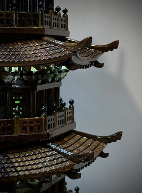 金丝楠木阴沉木玲珑塔雷峰塔模型摆件实木工艺品家居装饰品送礼