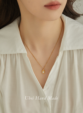 钛钢18K金女小金豆锁骨链