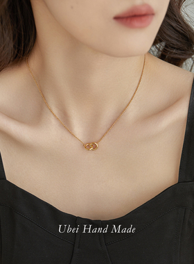 小众设计钛钢18k金环环相扣项链