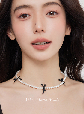 珍珠女芭蕾风蝴蝶结项链