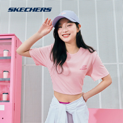 斯凯奇男女T恤短袖夏季透气纯色速干白色柔软舒适体恤运动上衣