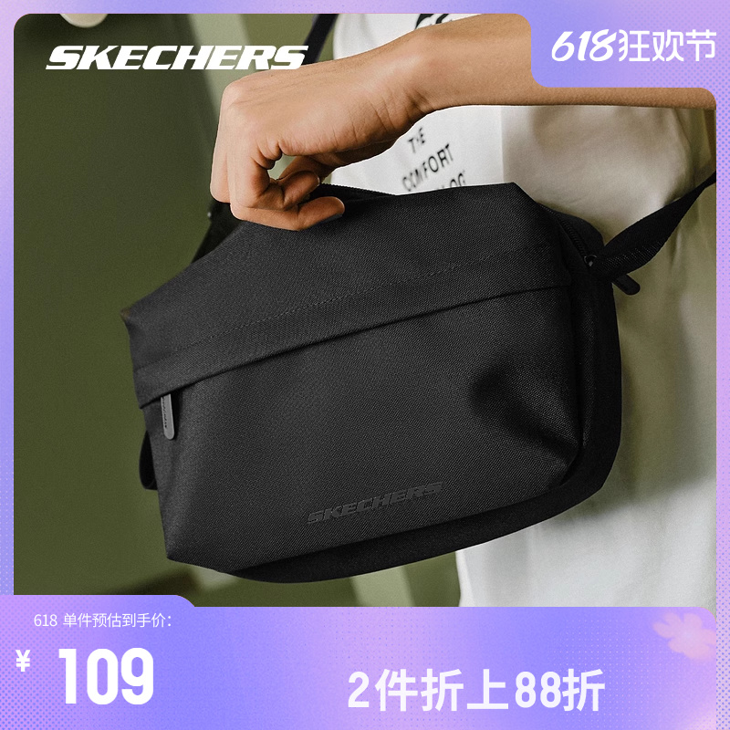 Skechers斯凯奇2024春新品男女同款大容量单肩斜挎包休闲运动包 - 图0