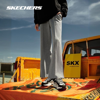 Skechers斯凯奇2023秋季新款女子开衩阔腿裤时尚简约休闲运动卫裤