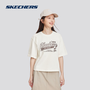 Skechers斯凯奇运动T恤男女同款2024年新款圆领针织宽松短袖上衣