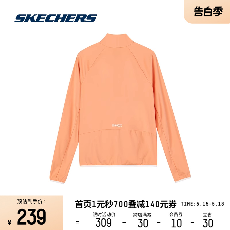 Skechers斯凯奇2024春季新款女子针织长袖T恤衫弹力插肩休闲运动