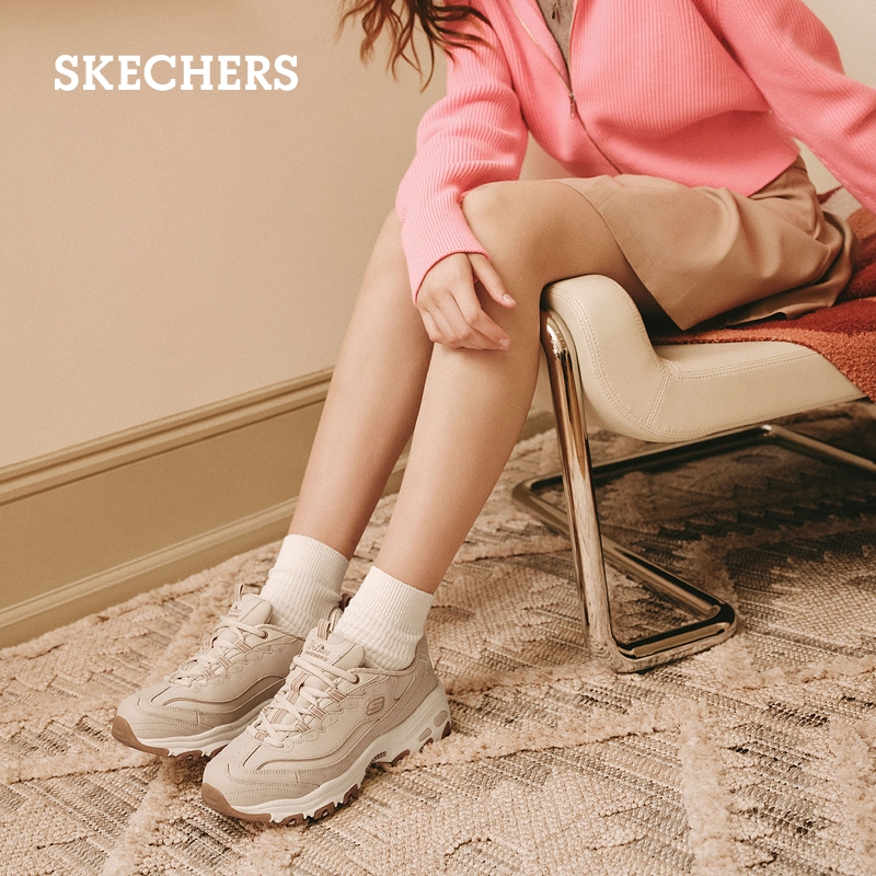 Skechers斯凯奇2023冬季新款女鞋熊猫鞋厚底增高百搭复古老爹鞋