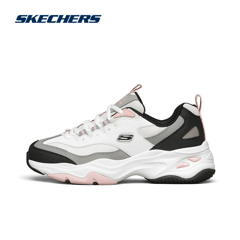 skechers春季女子复古黑白灰熊猫鞋 skechers运动老爹鞋